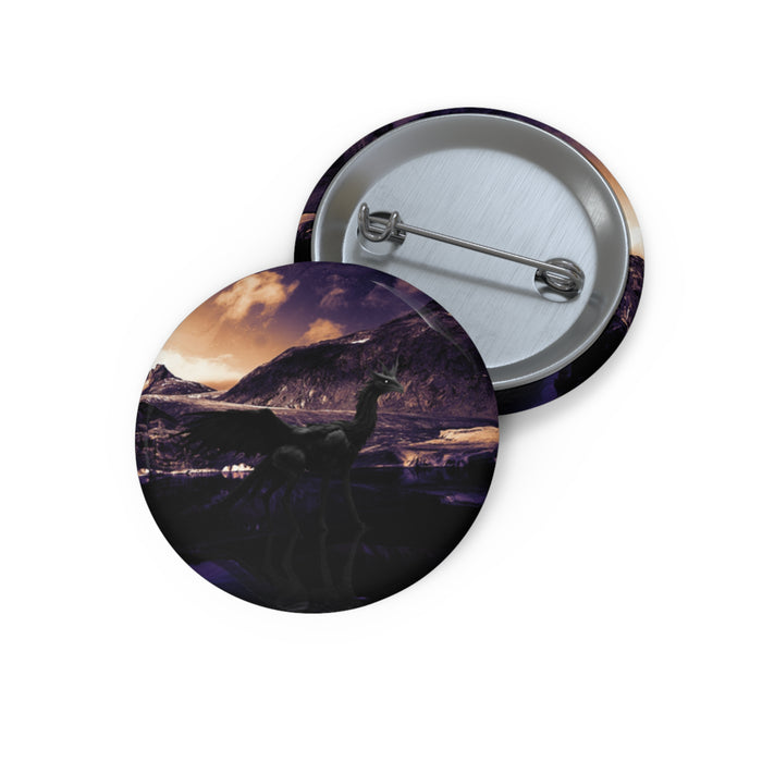 Baby Winged Dragon Pin - Cute Fantasy Art Button