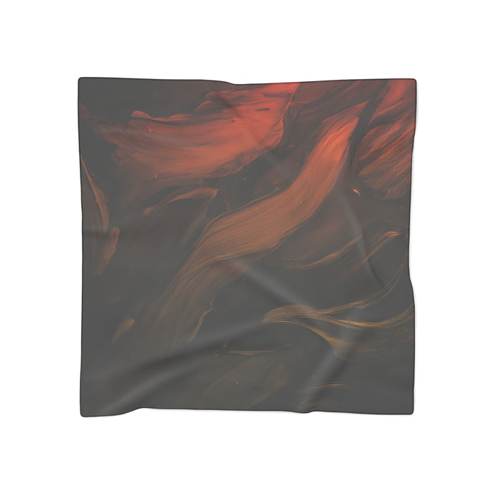 Fluid Black & Orange Scarf - Moody Abstract Ink Print Shawl