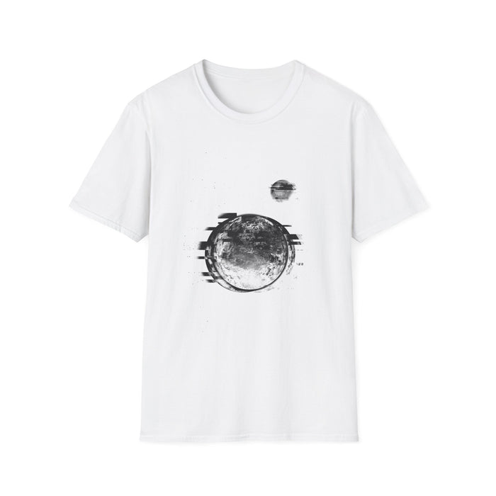 Earth Glitched Retro Stamp Tee - Black & White Glitch Art Shirt
