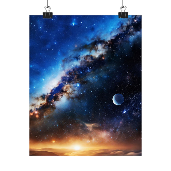 Stunning Space Sunrise Matte Vertical Poster - Vibrant Cosmic Art for Home Decor | Perfect Gift for Space Lovers