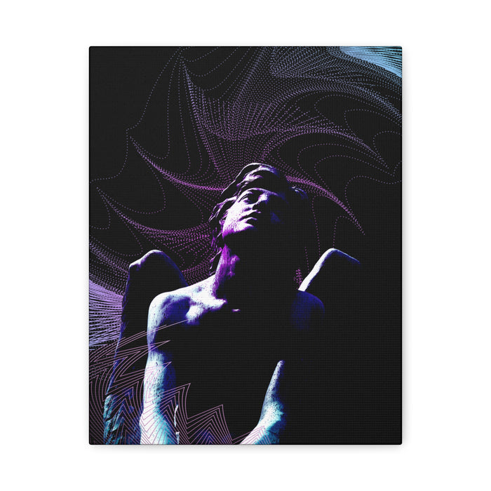 Skybound Canvas Wall Art - Surreal Angel Figure in the Clouds