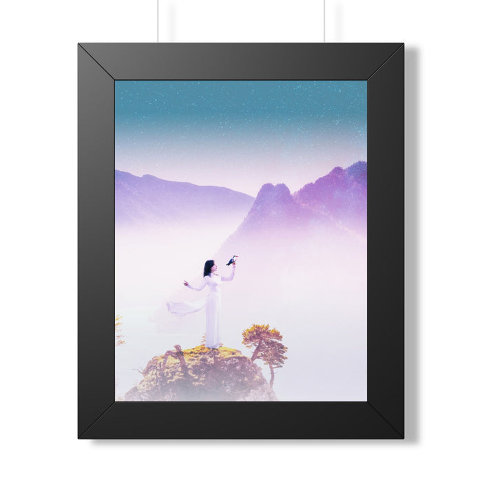 Mountain Spirit Framed Poster - Misty Landscape Nature Wall Art