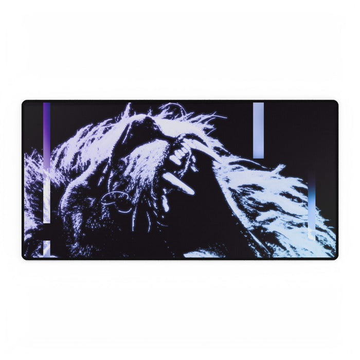 CRT Lion Retro Wave Gaming Desk Mat - 80s Synthwave Mouse Pad