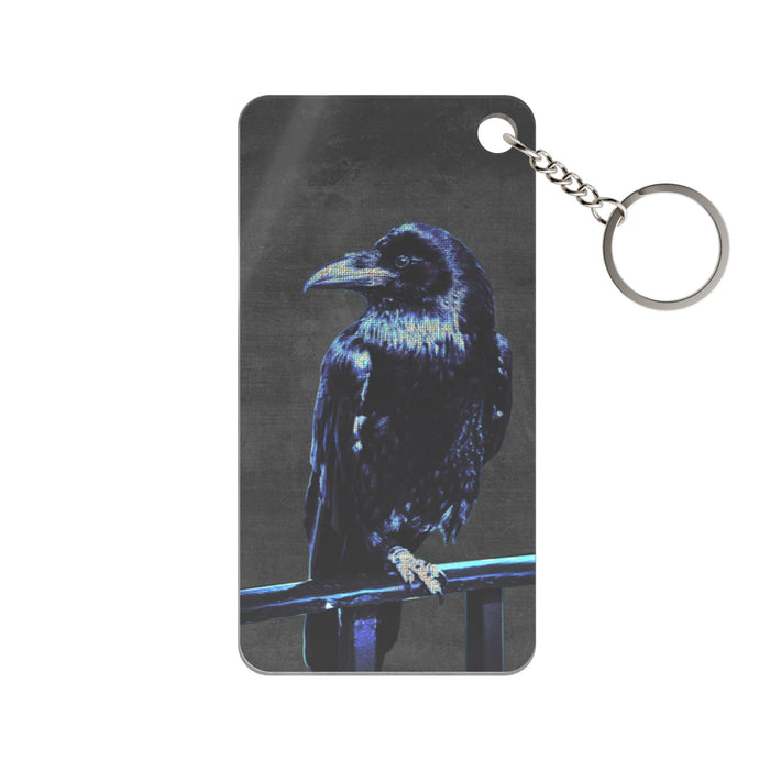 Blue Crow Keychain - Surreal Raven Acrylic Charm