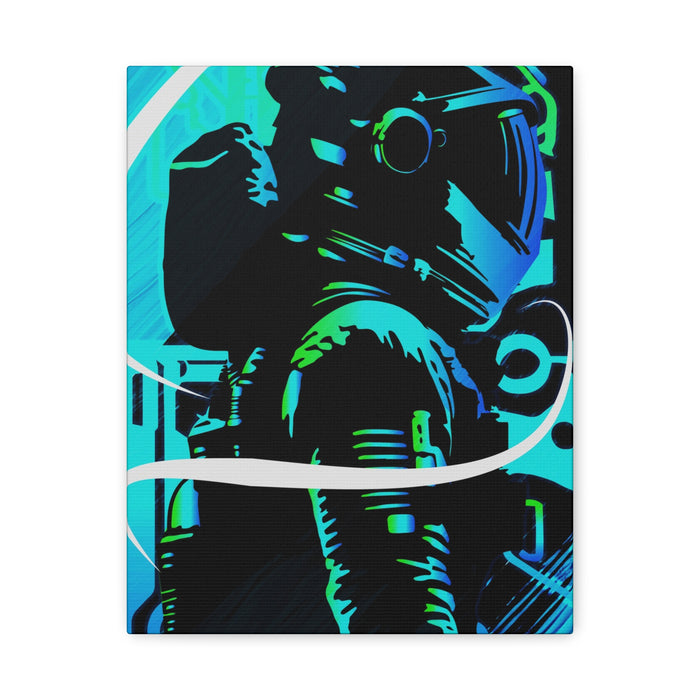 Grunge Paint Blast Canvas Wall Art - Abstract Graffiti Astronaut Decor