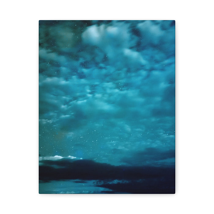 Serene Blue Sunrise Canvas Wall Art - Peaceful Misty Lake Decor