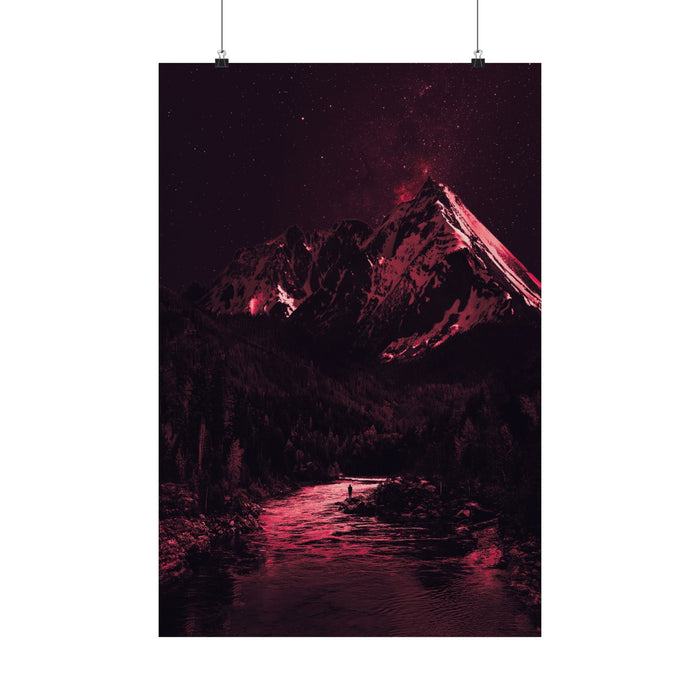 Red Mountain Lake Poster - Dramatic Landscape Art Print