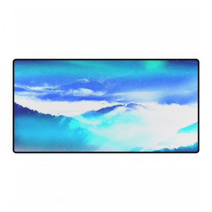 Starry Mountain Sky Desk Mat - Aurora Borealis Mouse Pad