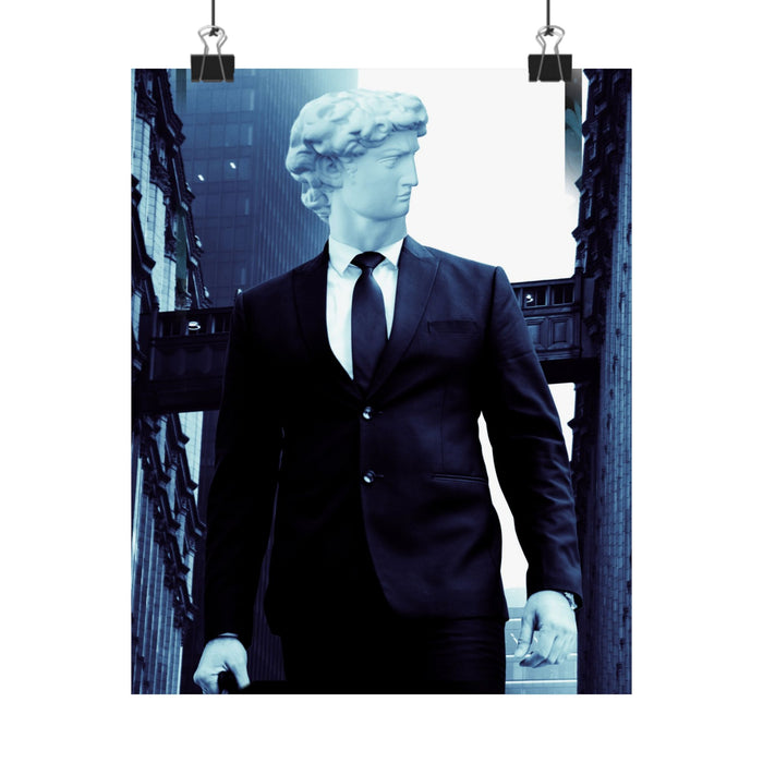 Statue Businessman Stylish Matte Vertical Poster - Modern Art Decor for Home & Office - Premium Quality