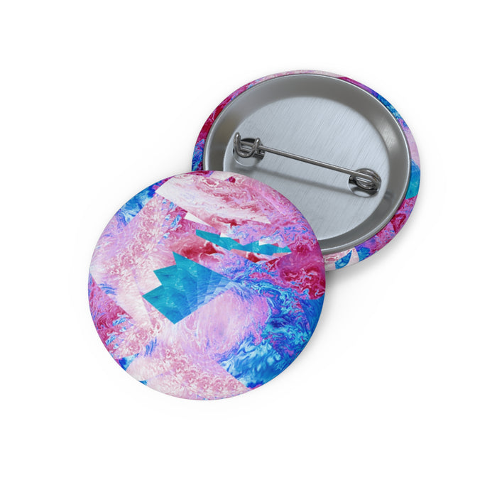 Trippy Pink and Blue Fractal Abstract Pin