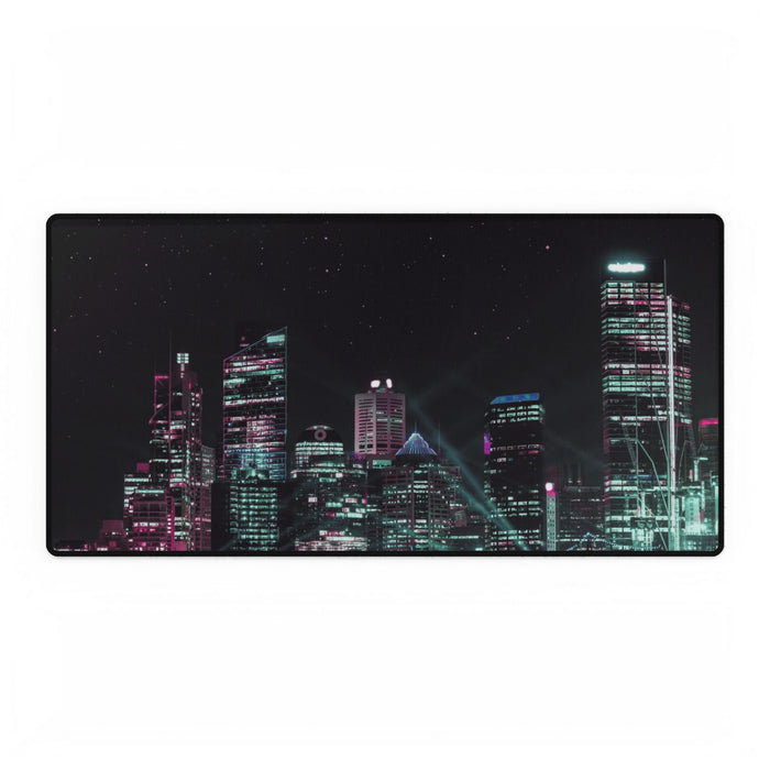 Cyberpunk Harbor Buildings Neon Gaming Desk Mat