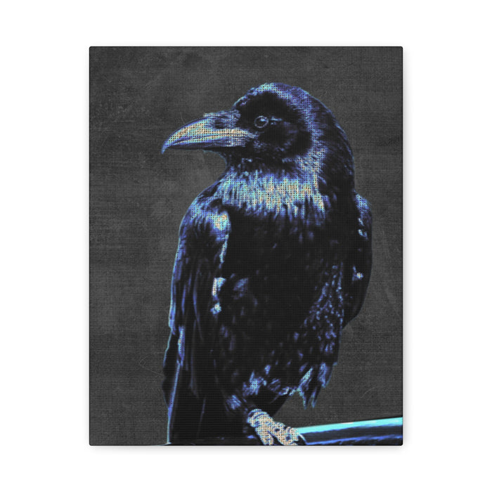 Blue Crow Canvas Wall Art - Surreal Raven Bird Decor