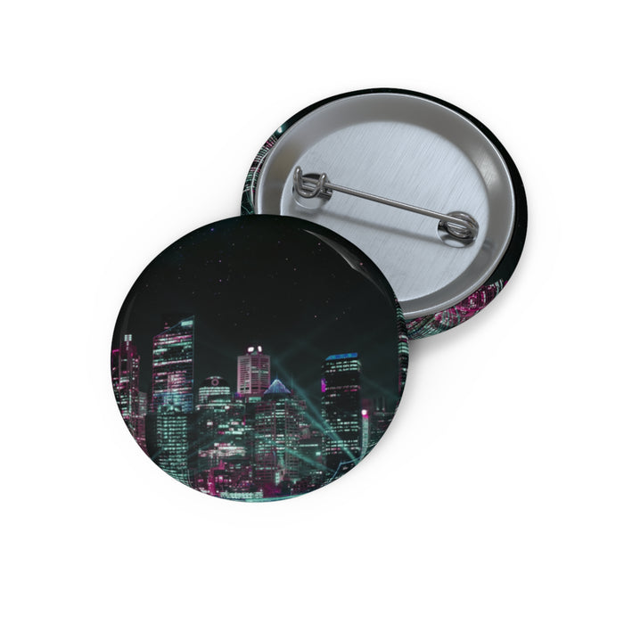Cyberpunk Harbor Pin - Neon City Art Button