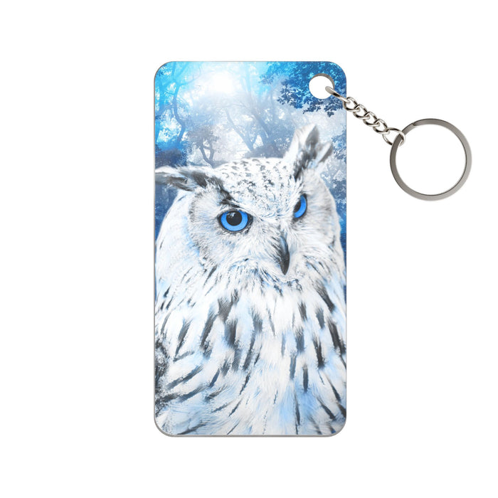 Frost Owl Keychain - Winter Bird Acrylic Charm