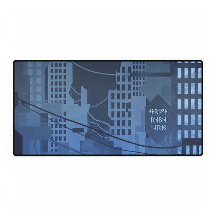 City Lights Desk Mat - Neon Night Skyline Mouse Pad