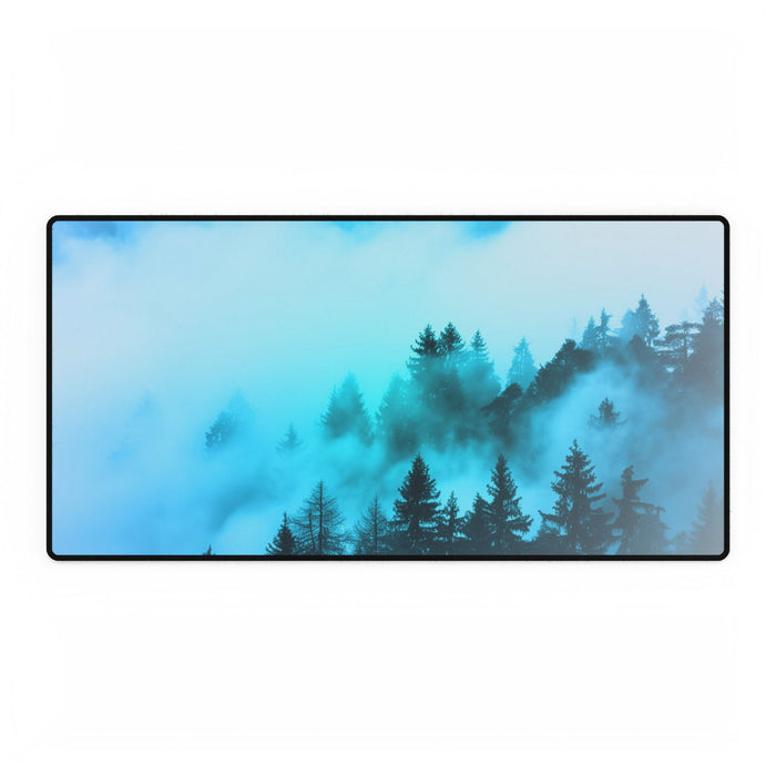 Misty Blue Mountain Fog Landscape Mouse Pad