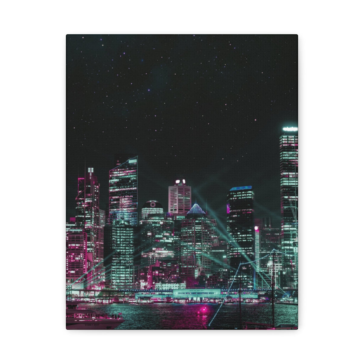 Cyberpunk aesthetic: Cyberpunk Harbor canvas by Kiyo Arts
