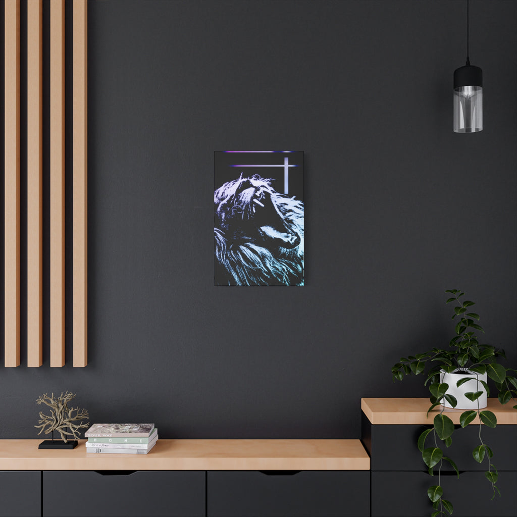 CRT Lion Retro Wave Canvas Art - 80s Vaporwave Neon Decor
