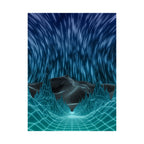 Cyber Wave Escape Poster Print - Synthwave Neon Grid Art