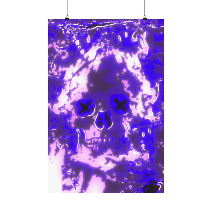 Vaporwaave Neon Skull Matte Poster Print