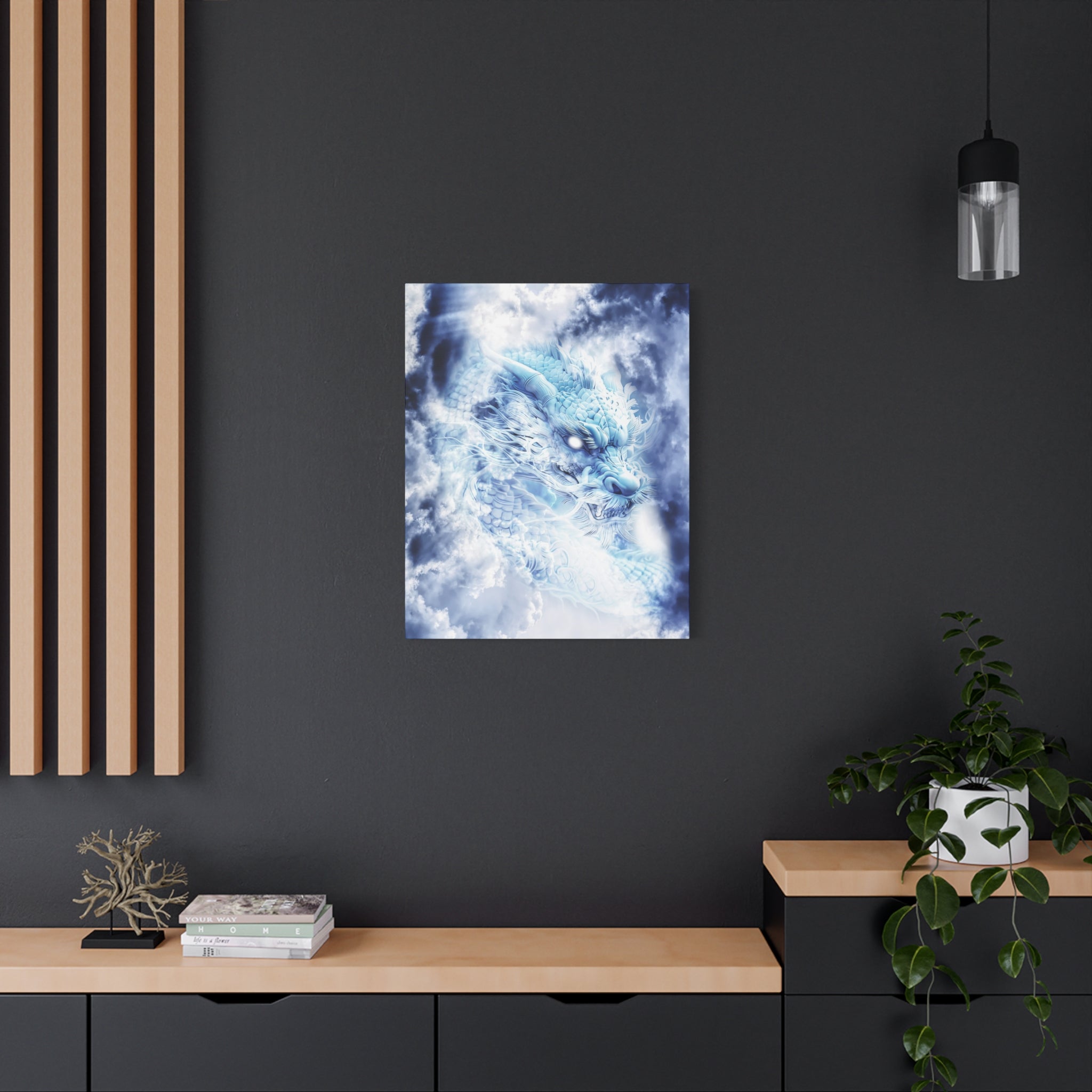 Blue Sky Dragon Canvas Wall Art - Celestial Fantasy Decor