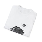 Earth Glitched Retro Stamp Tee - Black & White Glitch Art Shirt
