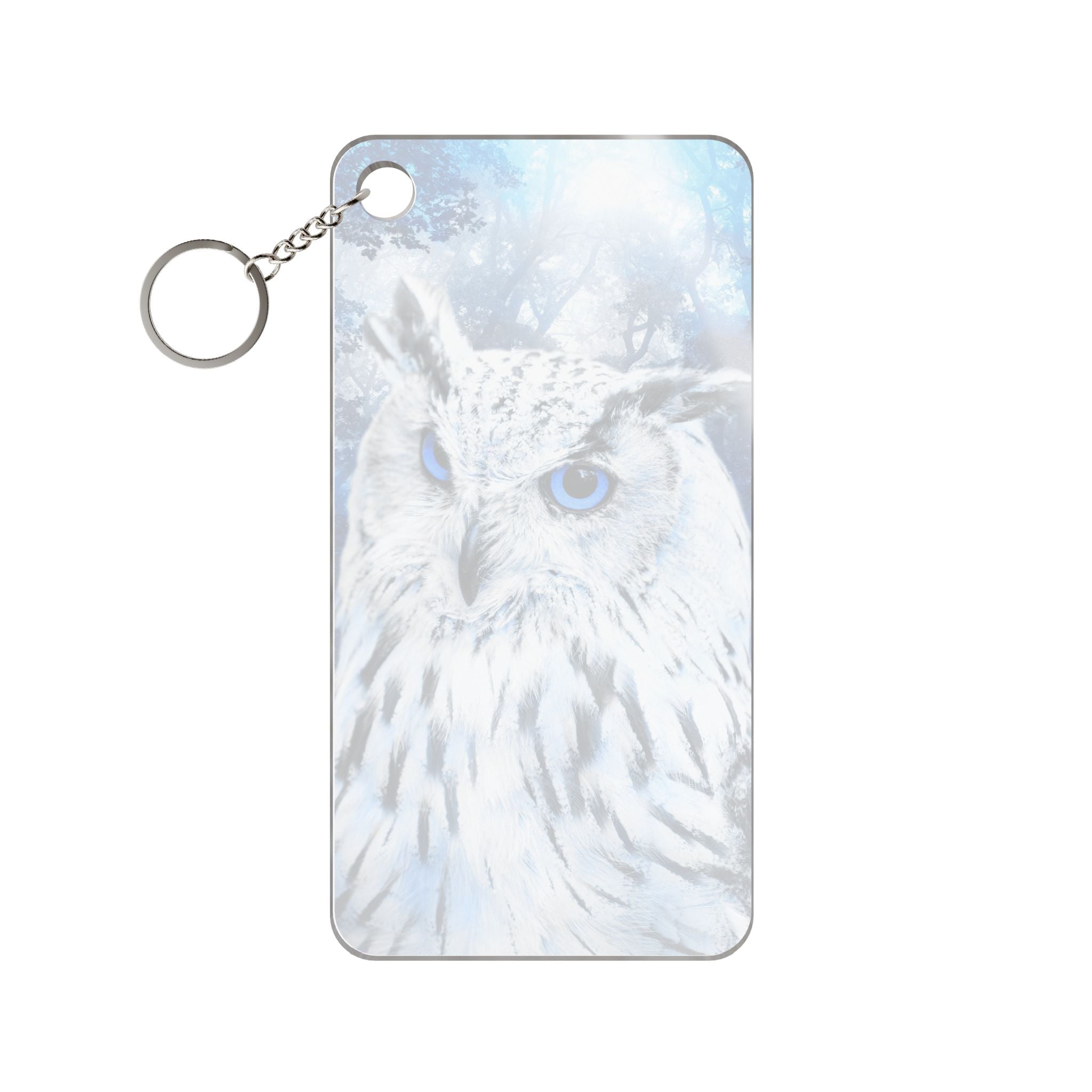 Frost Owl Keychain - Winter Bird Acrylic Charm
