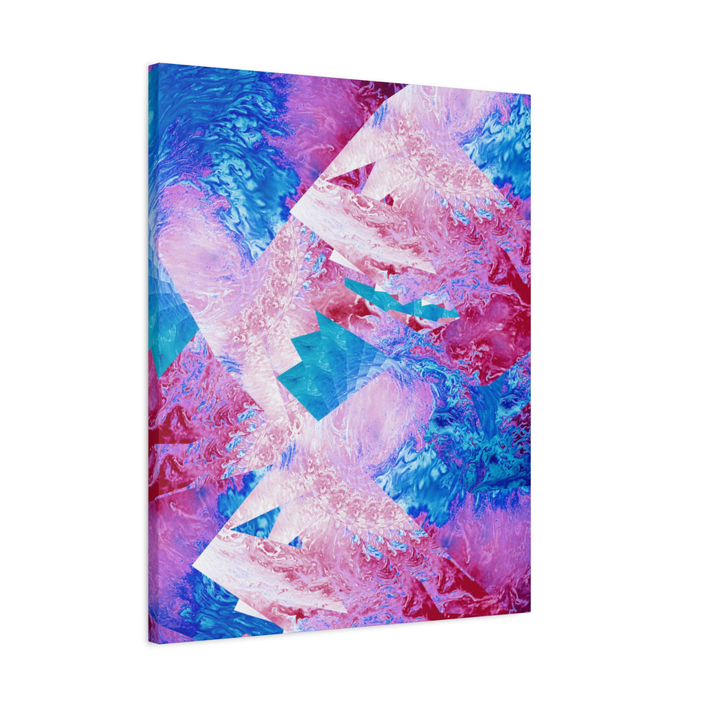 Trippy Pink and Blue Fractal Canvas Art | Surreal Abstract Sacred Geometry Wall Decor