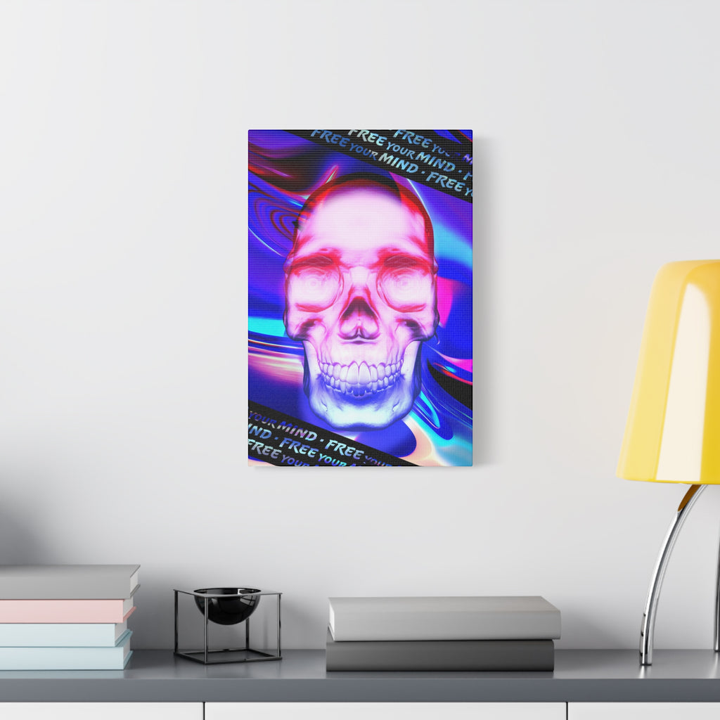 Free Your Mind Canvas Wall Art - Psychedelic Skull Portrait Decor
