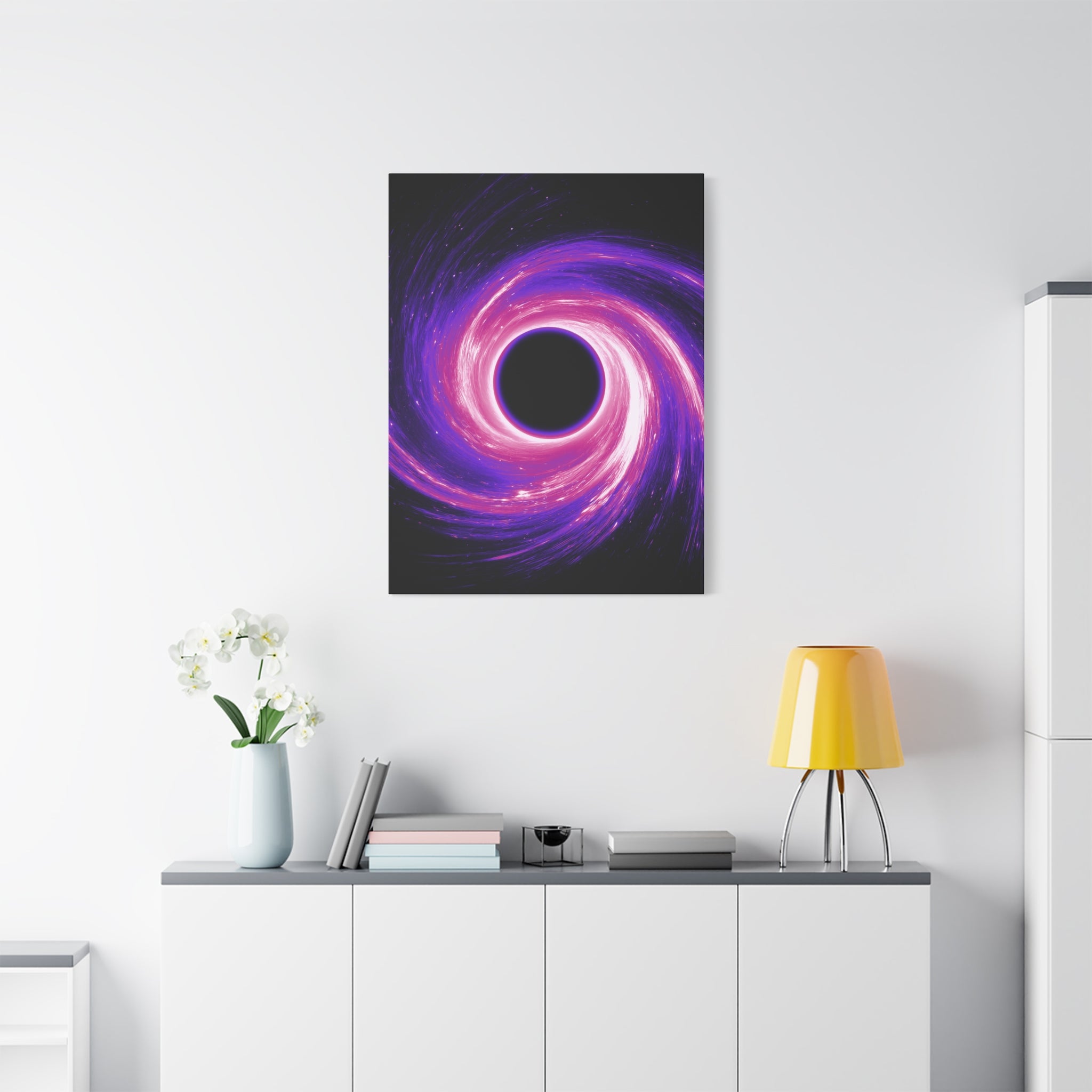 Neon Wave Horizon Canvas Wall Art - Retro 80s Cyberpunk Sunset