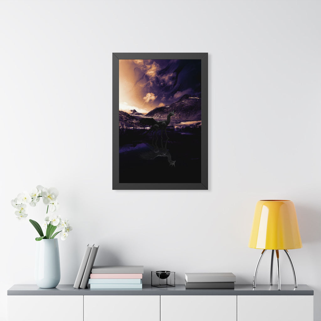 Baby Winged Dragon Poster - Mystic Mountain Lake Fantasy Art