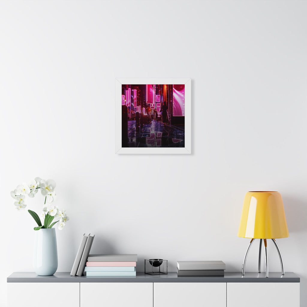 Japanese City Punk FX Framed Poster - Neon Alley Cyberpunk Art