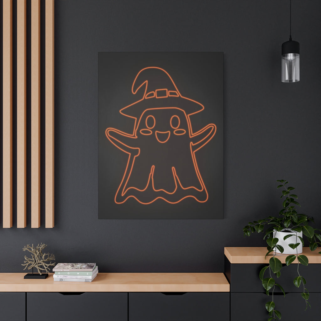 Cute Ghost Canvas Wall Art - Halloween Kids Room Decor