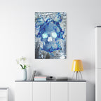 Blue Flame Skull Gothic Canvas Art - Edgy Fire Skeleton Decor