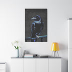 Blue Crow Canvas Wall Art - Surreal Raven Bird Decor