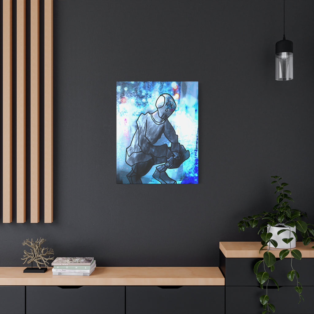 Robot Man Canvas Wall Art - Cyberpunk Android Dystopian Decor