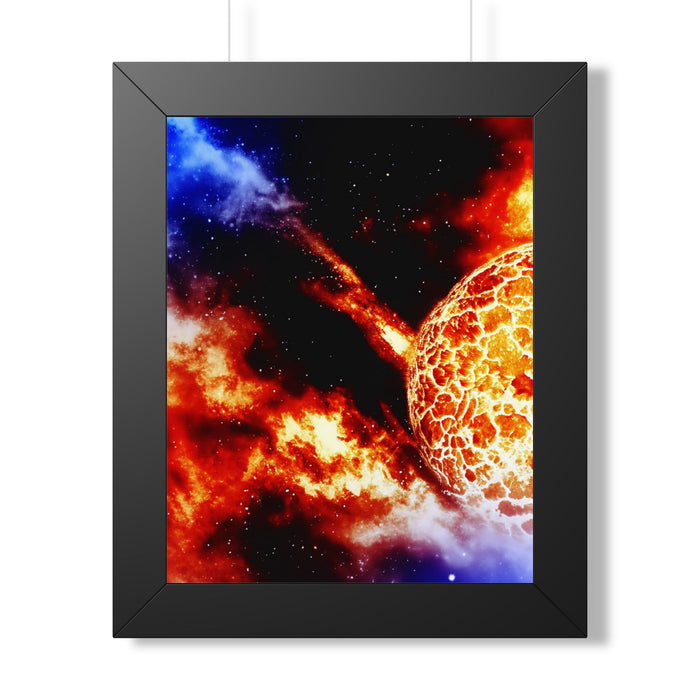 Solar Blast Framed Poster - Cosmic Nebula Space Wall Art