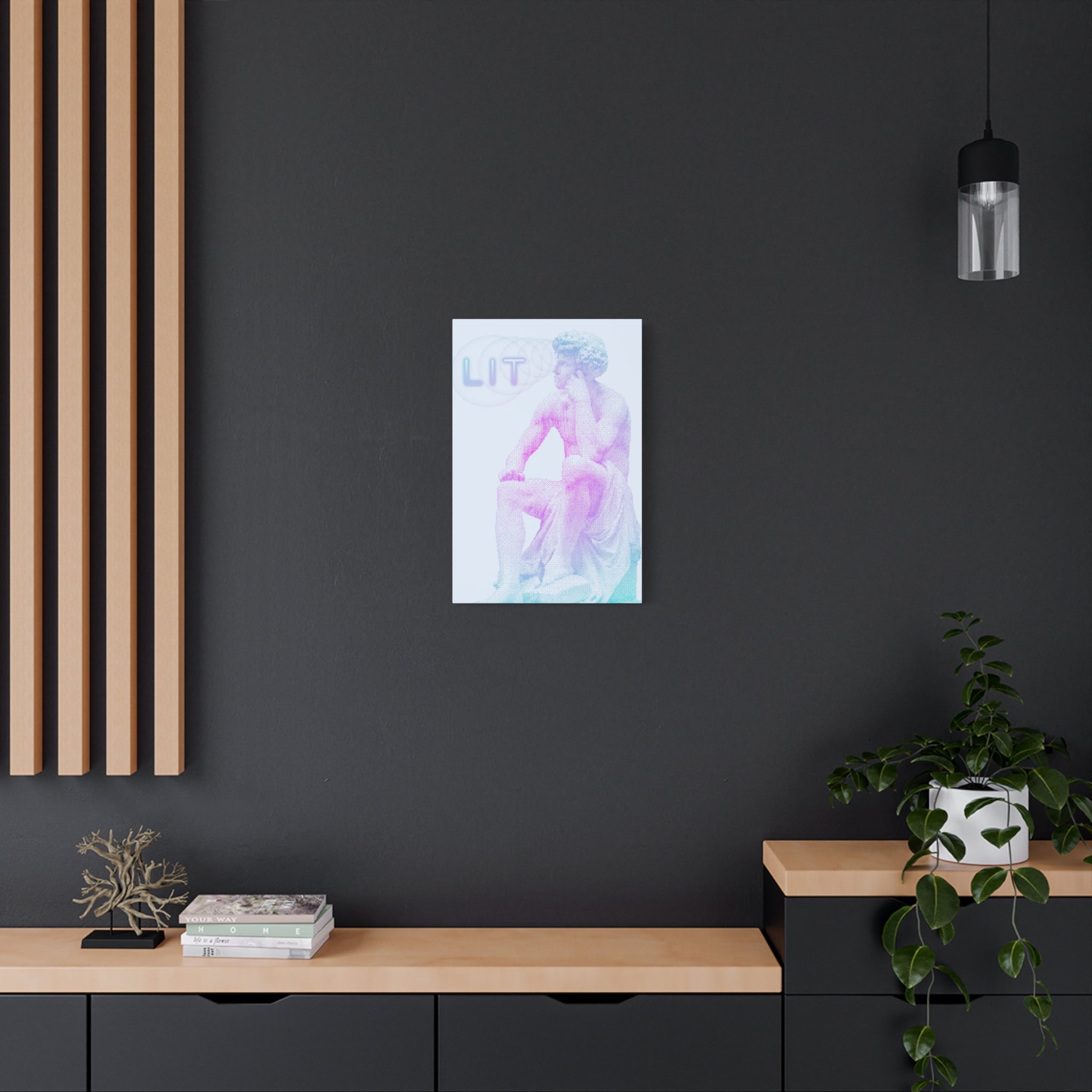 Lit Thinker Canvas Wall Art - Psychedelic Abstract Portrait Decor