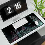 Cyberpunk Harbor Buildings Neon Gaming Desk Mat