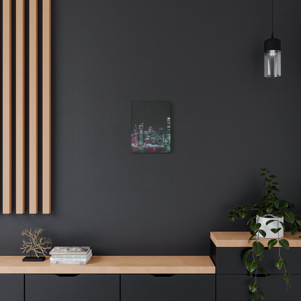 Cyberpunk Harbor Canvas Wall Art - Futuristic Sci-Fi City Decor