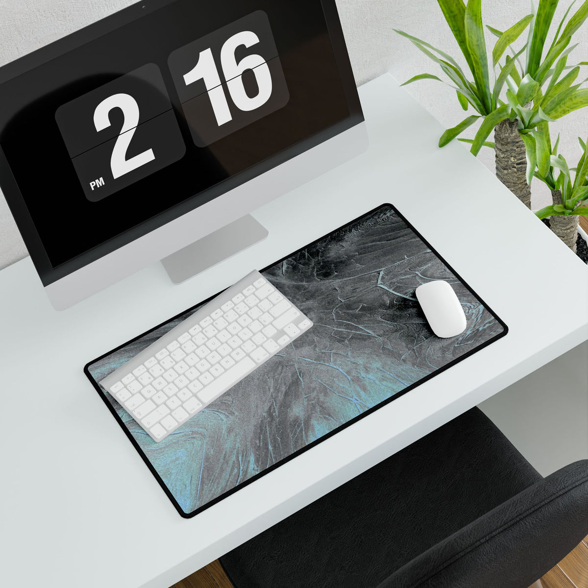 From The Ashes Desk Mat - Black Grey Abstract Mouse Pad