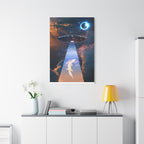 Space Lizards Canvas Wall Art - Lizard Being Abducted Ufo Decor
