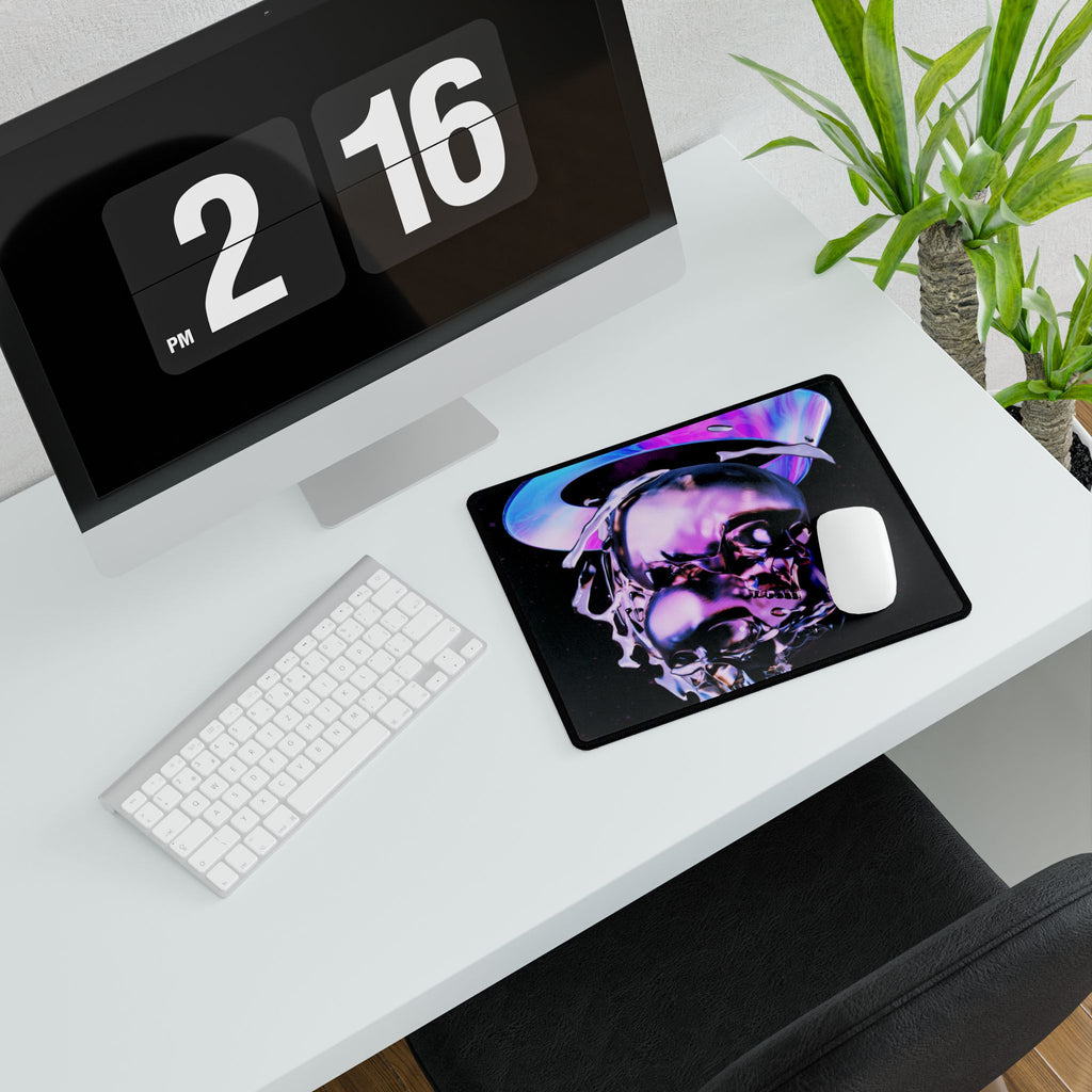 Melted Skeleton Skulls Desk Mat - Gothic Galaxy Mouse Pad