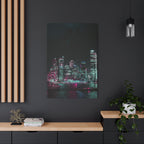 Cyberpunk Harbor Canvas Wall Art - Futuristic Sci-Fi City Decor