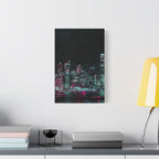 Cyberpunk Harbor Canvas Wall Art - Futuristic Sci-Fi City Decor