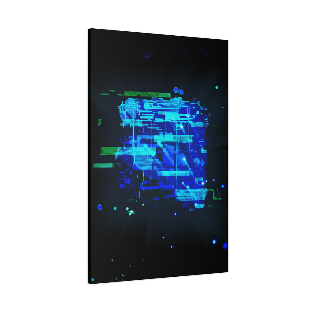 The Data Cube Sci-Fi Cyberpunk Canvas Art | Abstract Tech Futuristic Digital Wall Decor