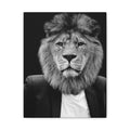 Lion in a Suit Canvas Wall Art - Modern Quirky Animal Portrait