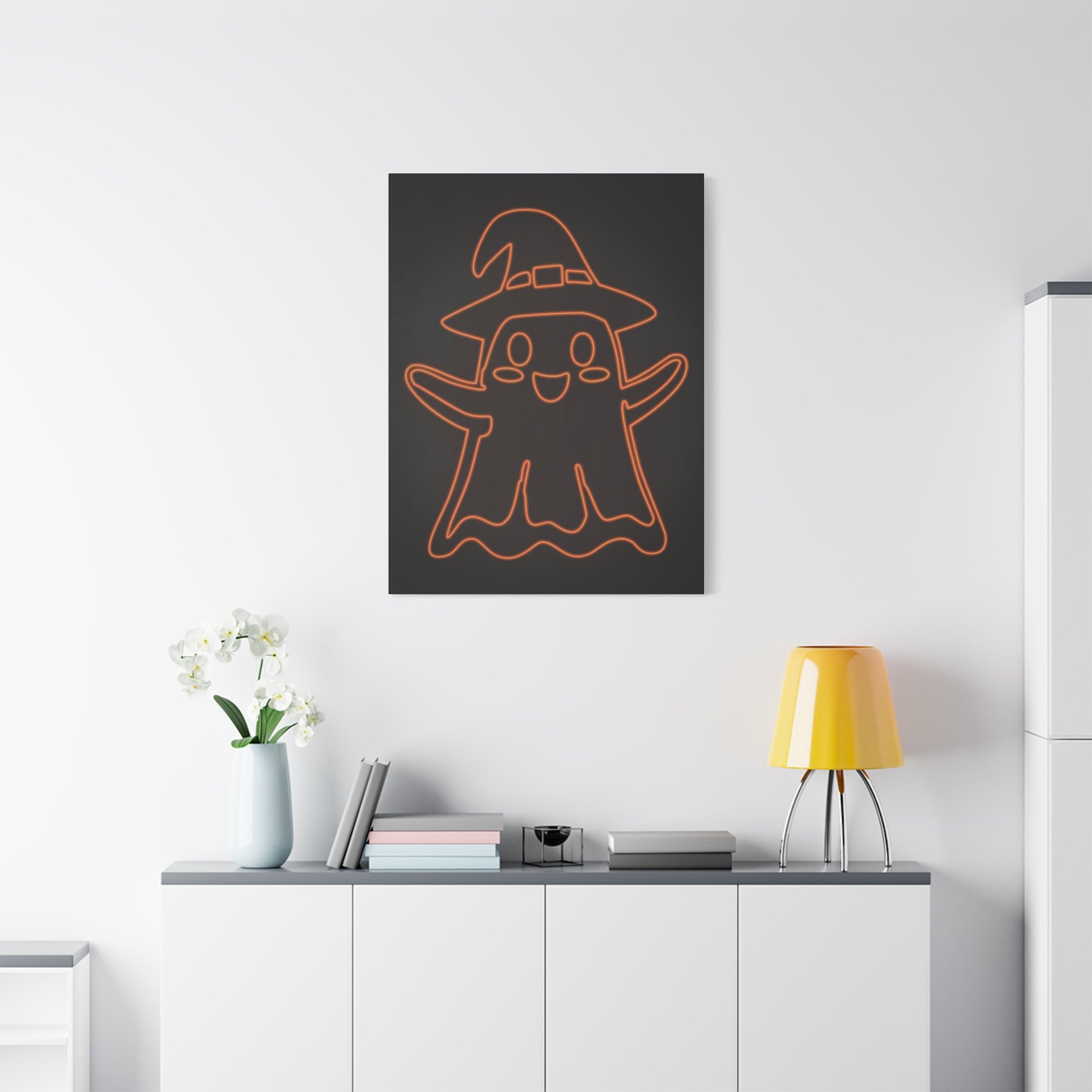 Cute Ghost Canvas Wall Art - Halloween Kids Room Decor