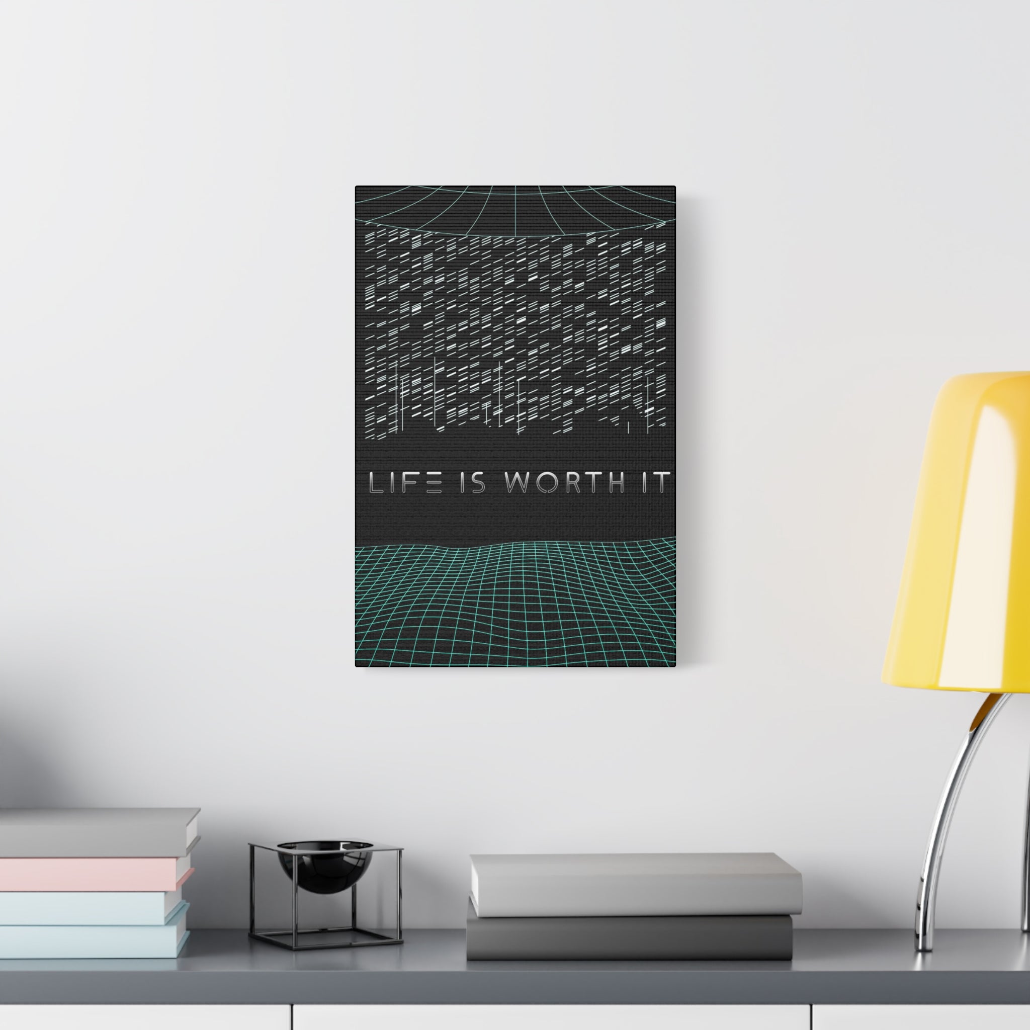 Life Is Worth It Canvas Wall Art - Abstract Symbolic Cyber Decor