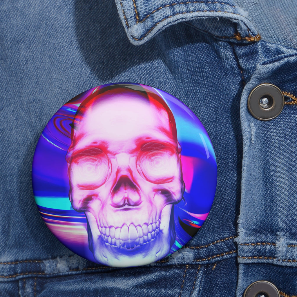 Free Your Mind Pin - Psychedelic Skull Art Button